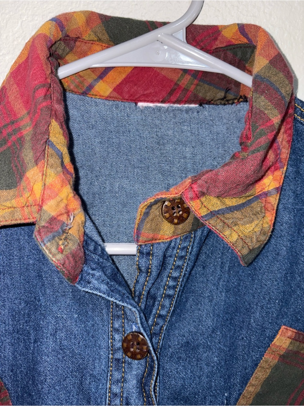 Denim Patchwork Button-Up Jacket - Blue - Picture 4 of 6